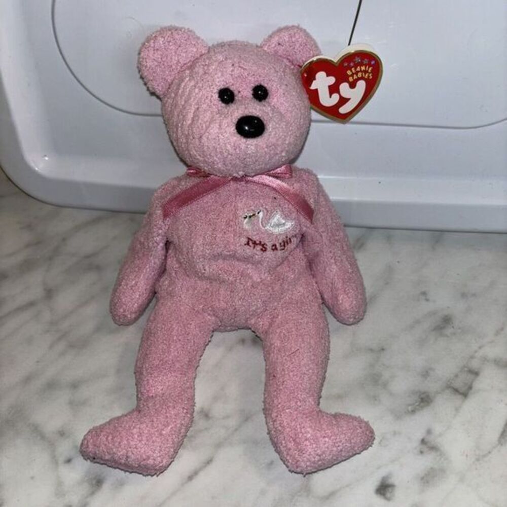 TY Beanie Baby - BABYGIRL the Bear (with Stork & It's a Girl on Chest) (8.5 inch